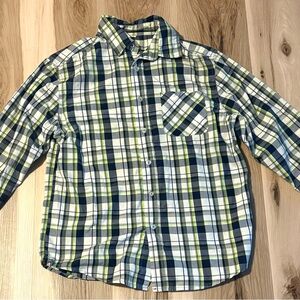 Plaid Boys Shirt - Navy Blue and Green
